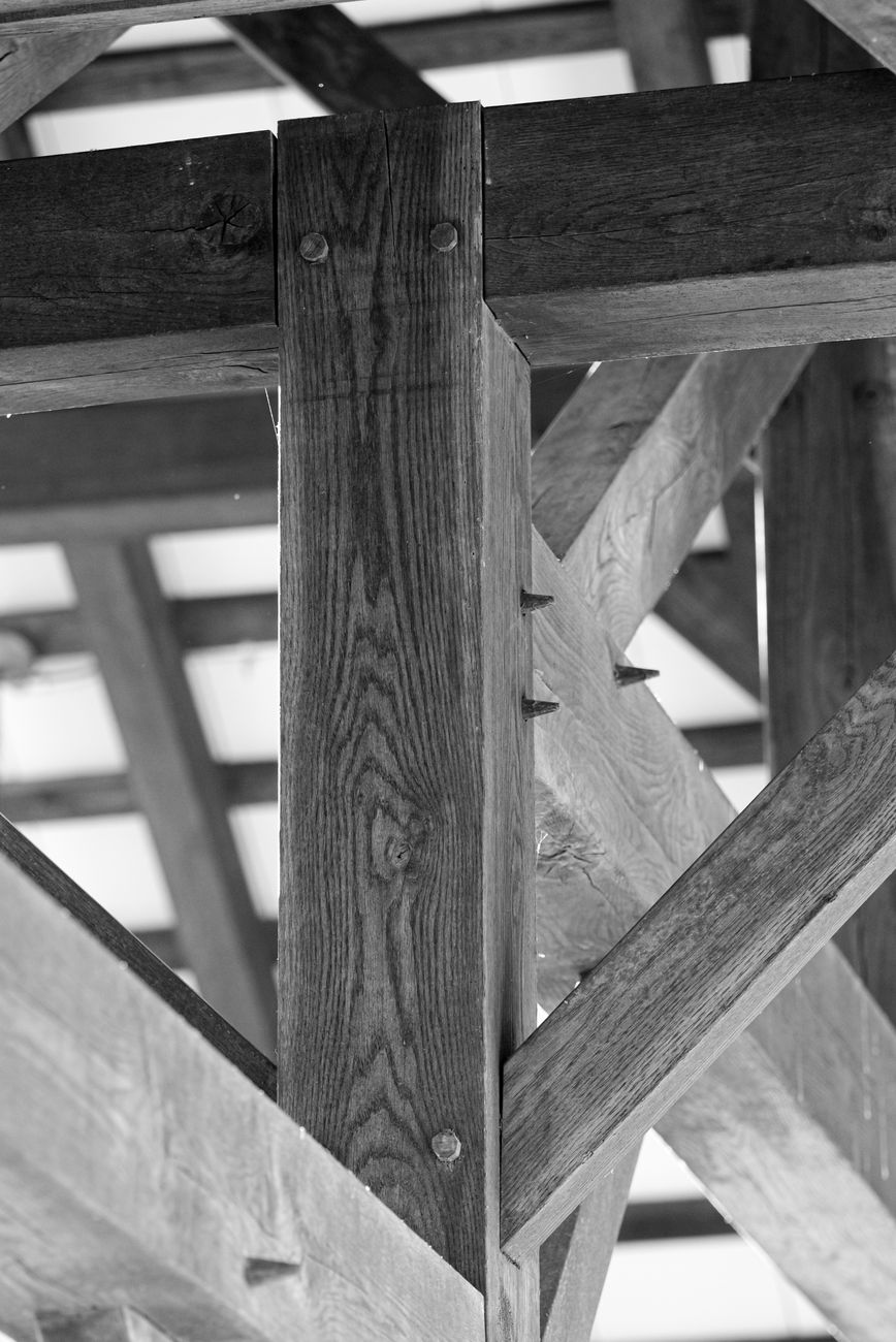 Minimalist timber architectural connection point showing clean design
